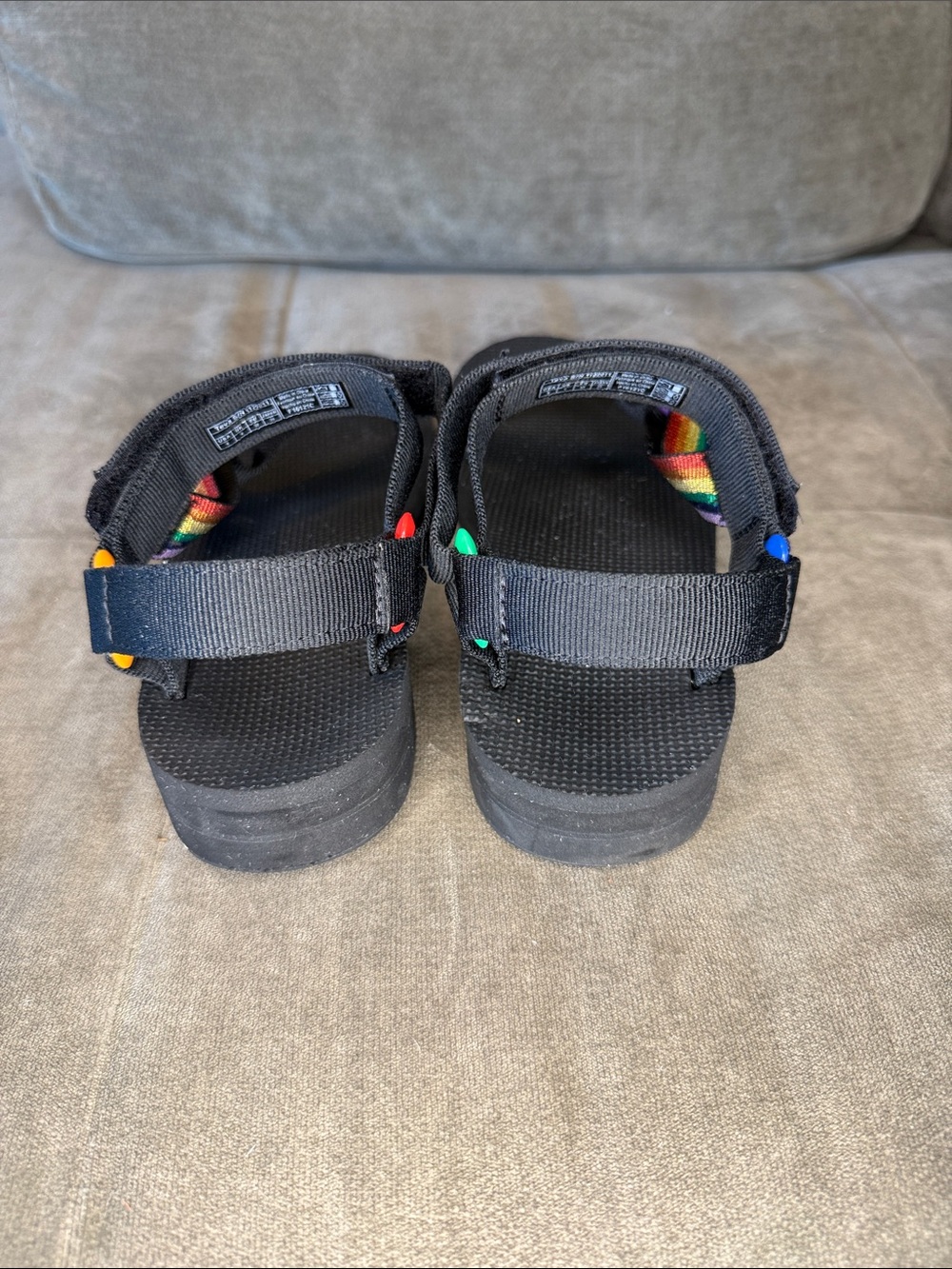 Teva Midform Universal Black Sandals with Metallic Rainbow Strap and - Picture 7 of 10